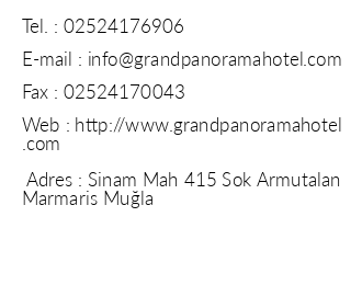 Grand Panorama Hotel iletiim bilgileri